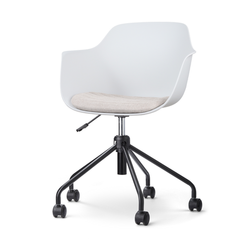 Nolon Nout-Liz Bureaustoel Wit - Beige Kussen - Zwart Onderstel - vtwonen shop