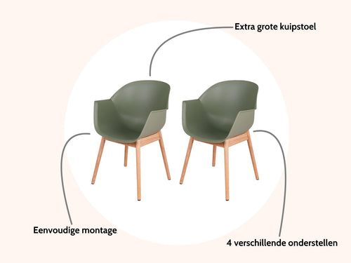 MaximaVida eetkamerstoel Cuyp XXL olijfgroen eiken stoelpoten- 2 stuks - vtwonen shop