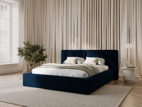Micadoni Opbergbed met hoofdeinde Jodie 160x200cm, flueel, koningsblauw - 228x214x108cm