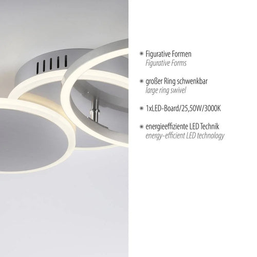 Paul Neuhaus plafondlamp Baikal - 3 lichts - 43  x 8.2   cm - mat chroom