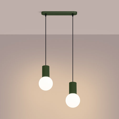 Sollux Lighting Hanglamp HALO 2L olijfgroen - 33,5x6x120cm
