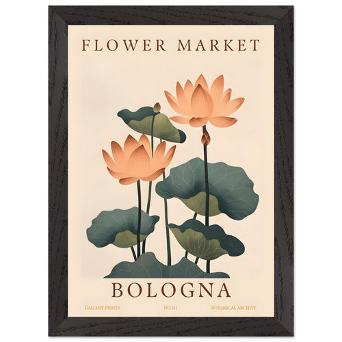 Artfulprints Poster met Lijst Flower market - Bologna   - A4 21x29.7 cm - Meerkleurig