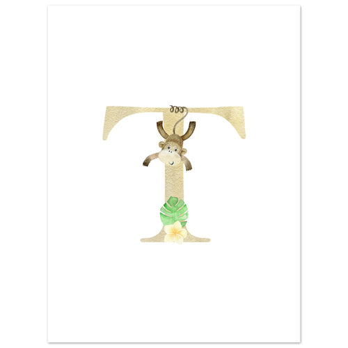 Artfulprints Poster Letter T kindernaam   - 30x40 cm - Meerkleurig