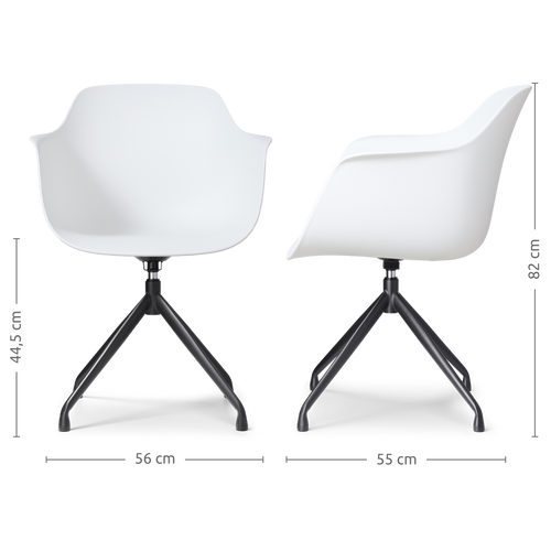 Nolon Nola-Puk Draaibare Eetkamerstoelen Wit - Zwart Onderstel - 2x - vtwonen shop