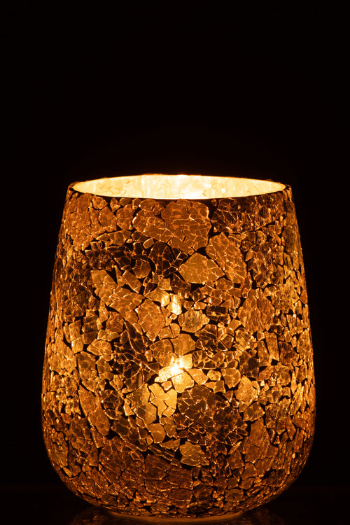 J-Line kaarshouder Craquelé - glas - goud - vtwonen shop