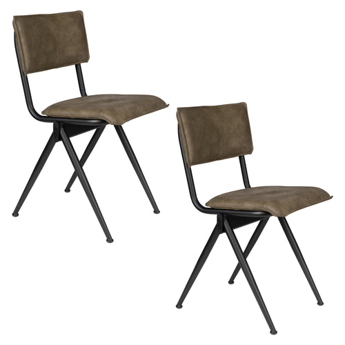 Dutchbone New Willow Eetkamerstoelen Army - Set van 2 - vtwonen shop