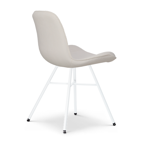 Nolon Noa-Fé Eetkamerstoelen Set van 2 - Rib Crème - Witte Poten - vtwonen shop