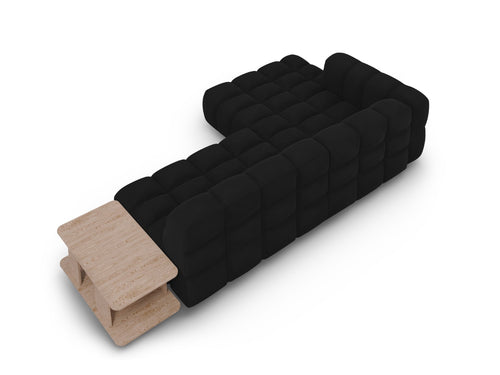 Cosmopolitan Design Modulaire hoekbank links Sky 4-zits, flueel, zwart - 162x297x70cm
