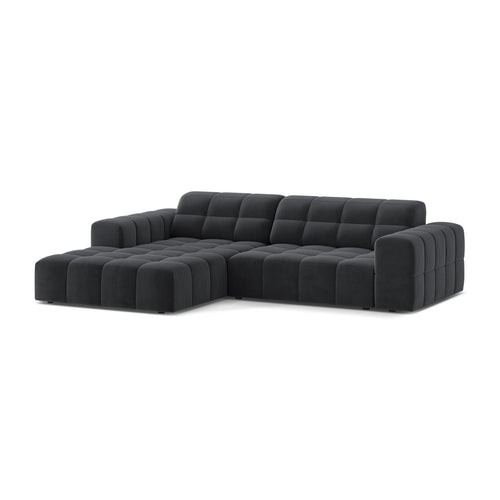 Cosmopolitan Design - Linker hoekbank Chicago 3-zits, flueel grijs - 167x234x78cm