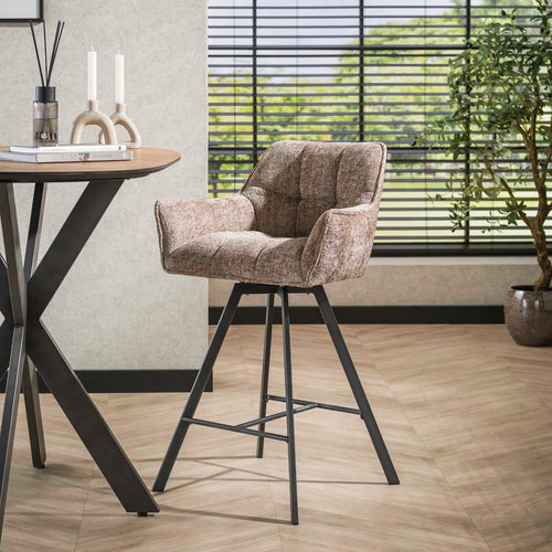 Giga Meubel Barstoel Raster - Champagne - Draaibaar - Zithoogte 69cm - Set van 2 - Set van 2
