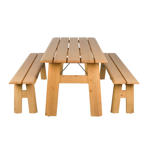 Zuiver Avenue Tuintafel/ Picknicktafel/ Biertafel met 2 banken Hout Opklapbaar Naturel/ Bruin - vtwonen shop