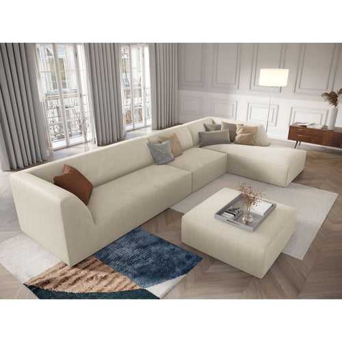 Cosmopolitan Design - Modulaire hoekbank rechts Siena 5-zits, ribfluwelen lichtbeige - 180x366x69cm