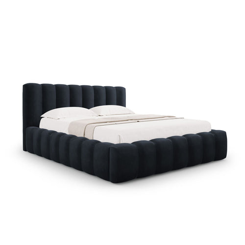 Cosmopolitan Design - Opbergbed met hoofdeinde Palma 200x180cm flueel donkerblauw - 230x205x94cm