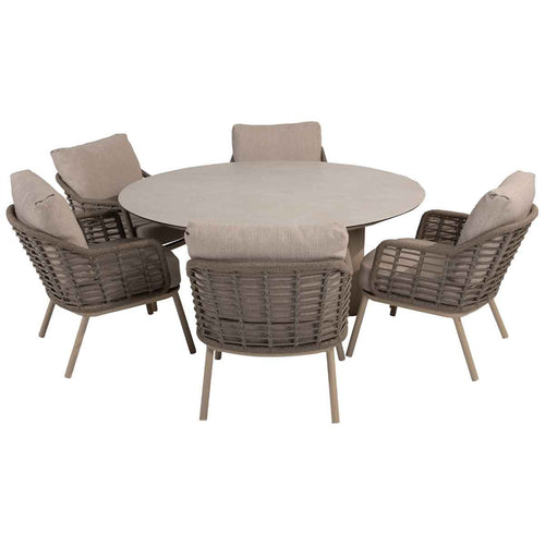 Taste by 4 Seasons lage tuinset Puglia - tuintafel Donato Ø160x69 cm 6-delig - vtwonen shop