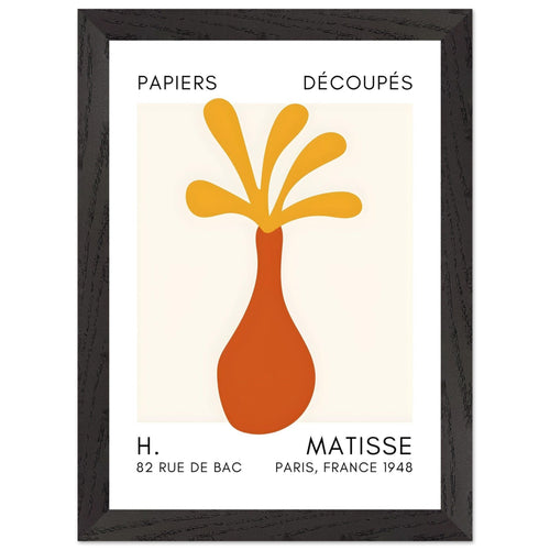 Artfulprints Poster met Lijst Matisse - Ocean flower yellow   - A4 21x29.7 cm - Geel
