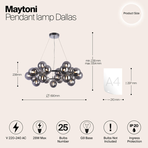 Maytoni - Hanglamp Dallas - Chroom - Ø69 - vtwonen shop