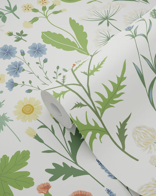 ESTAhome behang veldbloemen multicolor op wit - 53 cm x 10.05 m - 139390
