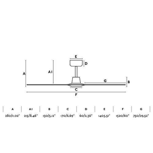 Faro Morea Plafondventilator 152 cm Helder Bruin 3 Bladen