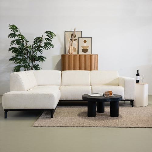 Giga Meubel Hoekbank Monza 3-zits Links - Stof/Metaal - Beige - vtwonen shop