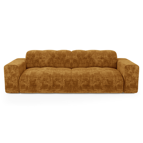 Sia Home - Rechte bank MAEL - Fluweel met reliëf - Mosterd - 230cm - vtwonen shop