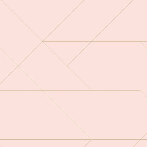 ESTAhome behang grafische lijnen zacht roze en goud - 53 cm x 10.05 m - 139211