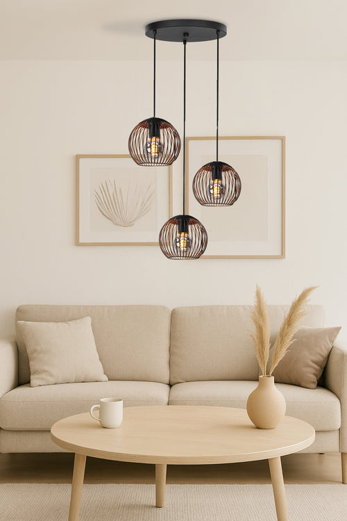 EGLO hanglamp Almanzora - e27 - ø 46.5 cm - zwart/koper