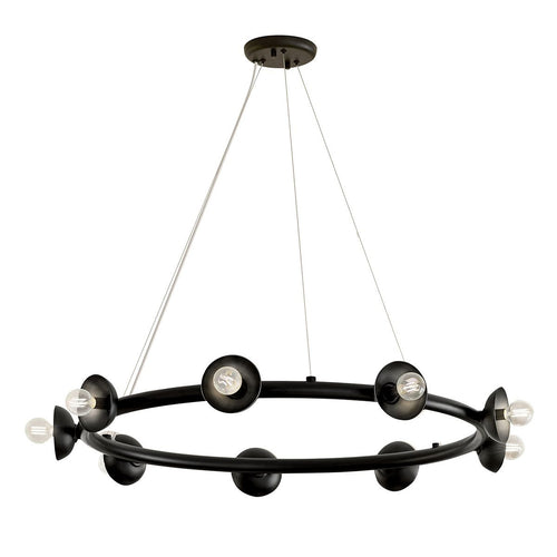 Zylindrische Pendelleuchte, modernes Satinschwarz, 9 x E14