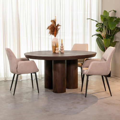 LABEL51 Eettafel Olly - Donkerbruin Mangohout - 150x150x75cm