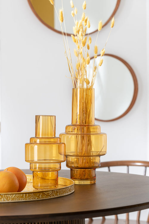 J-Line vaas Rino - glas - oker - large - 36 cm hoog