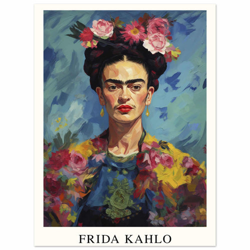 Artfulprints  Frida Kahlo - Painted floral portrait   poster 30x40 cm - vtwonen shop