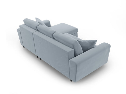 Cosmopolitan Design Omkeerbare converteerbare hoekbank met opbergdoos Kyoto 4-zits, flueel lichtblauw - 145x241x88cm