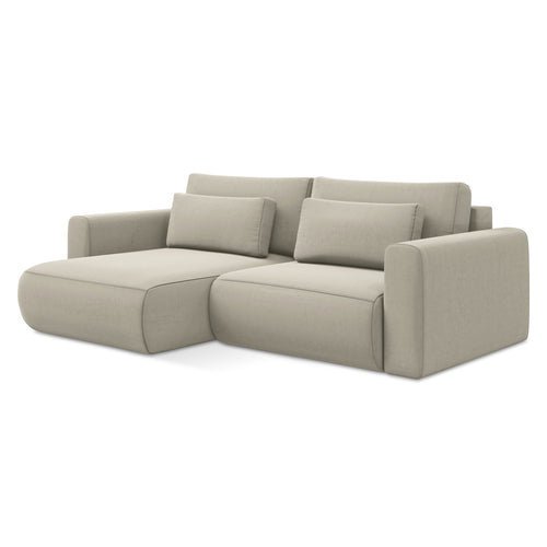 LaMiaSofa hoekbank links Perugia - velours - parel - 240x149x82