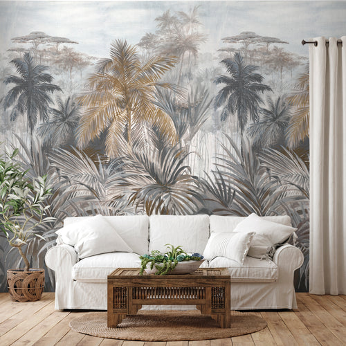 Sanders & Sanders fotobehang jungle-motief donkergrijs - 212 x 295 cm - 640276 - vtwonen shop