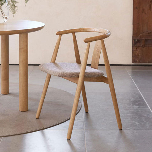 Olivine Kenza Eikenhouten Eetkamerstoel - Naturel met Warm Grijs Zitting