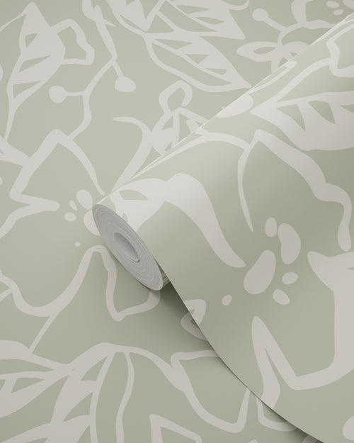 ESTAhome behang bladeren en bloemen mintgroen - 50 x 900 cm - 131372 - vtwonen shop