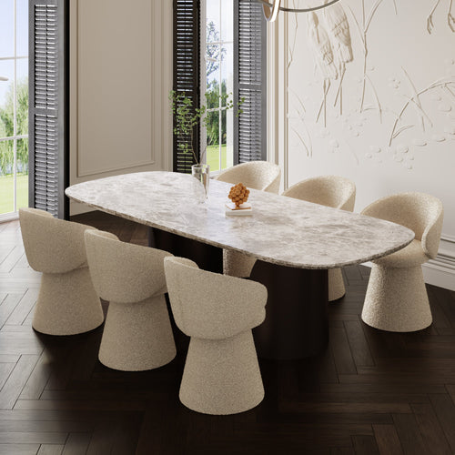 Sia Home - Stoelen FLARE - Bouclette stof - Crème - 54cm