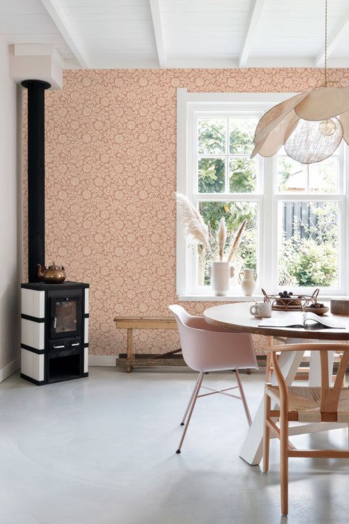 ESTAhome behang vintage bloemen terracotta roze - 50 x 900 cm - 131517 - vtwonen shop