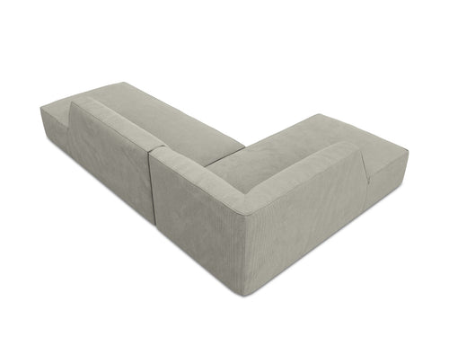 Micadoni linker hoekbank Ruby 4-zits, ribfluwelen, lichtgrijs - 180x273x69cm