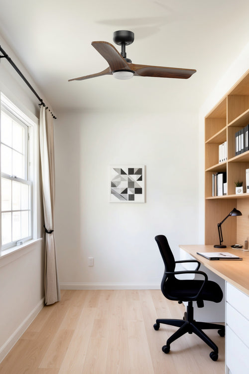 Faro HEYWOOD Kleine led-witte, lichthouten DC-plafondventilator met 6 snelheden