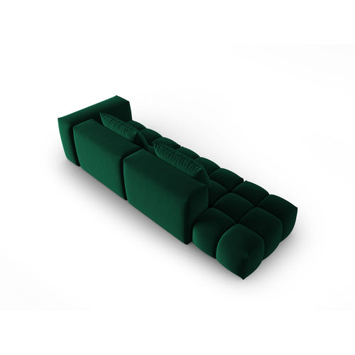 Cosmopolitan Design - Linker modulaire bank Verona 4-zits, flueel flessengroen - 85x265x70cm