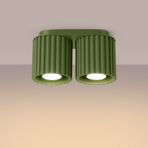 Sollux Lighting Plafondlamp AURA 2 olijfgroen GU10 - 21x10x12cm