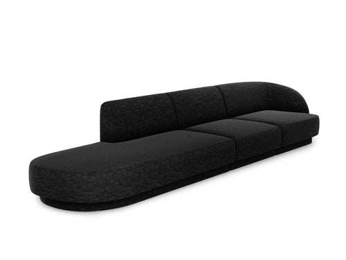 Micadoni linker bank Miley 4-zits, chenille, zwart - 90x323x70cm