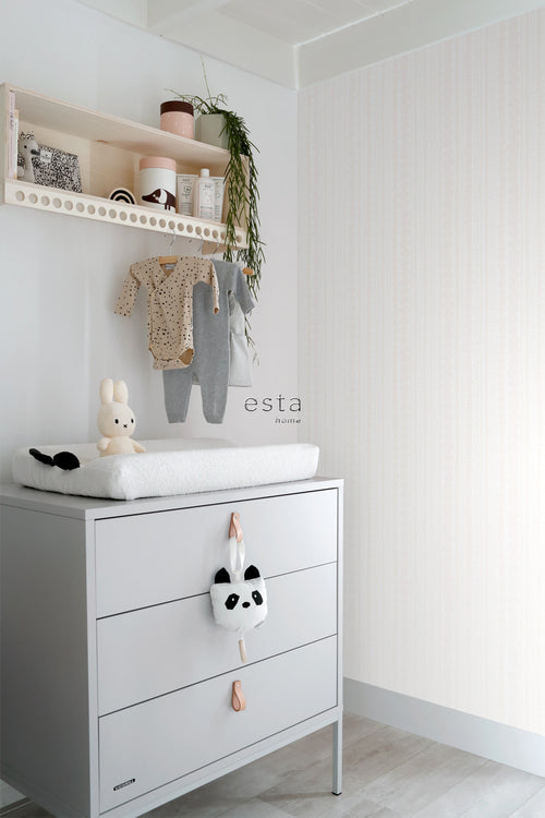 ESTAhome behang kralen wit en glanzend zilver - 53 cm x 10.05 m - 138836