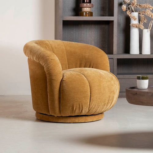 DÉJA Living Fauteuil Arby - Honinggeel Stof/Metaal - 86x84x70cm - vtwonen shop