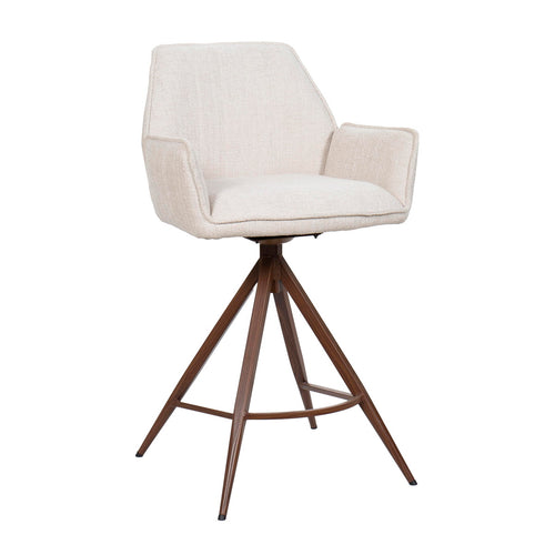 Giga Meubel Barstoel Noa Draaibaar - Beige/Walnoot - Set van 2 - vtwonen shop