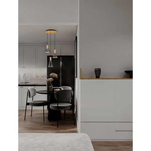 Nova Luce VOI Hanglamp met clusterdesign, rookkleurig messing en goudkleurige Triac dimbare LED 24W 720lm 3000K