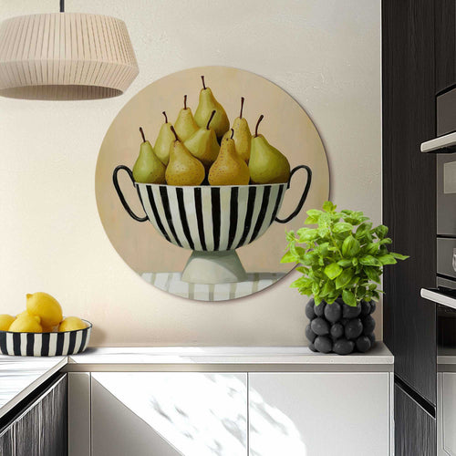 Reinders Schaal met peren glasschilderij -  groen - keuken - Ø 70cm