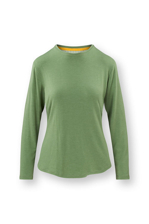 Pip Studio - Tom Pyjama t-shirt - Lange mouw Dames - Melee - Groen - XXL