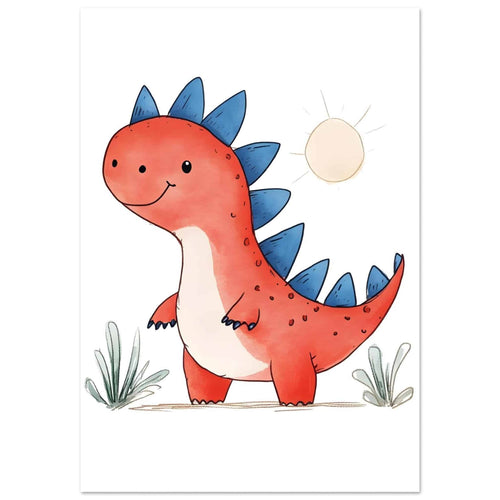 Artfulprints  Kleurrijke dinosaurus   poster A4 21x29.7 cm
