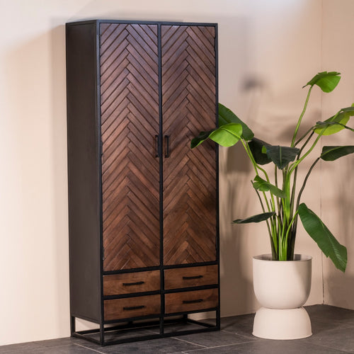 Giga Meubel Wandkast Isa - Bruin Hout - 90x40x200cm - vtwonen shop